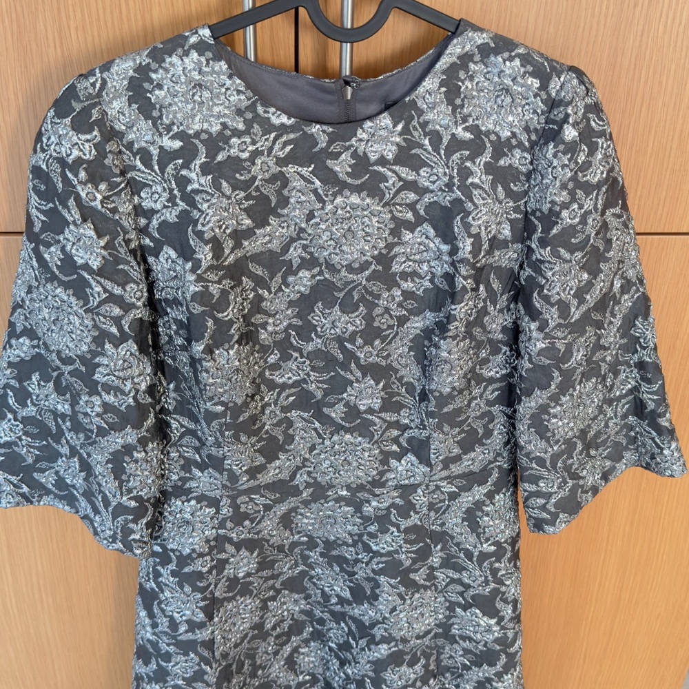 Dolce & Gabbana floral silver brocade dress